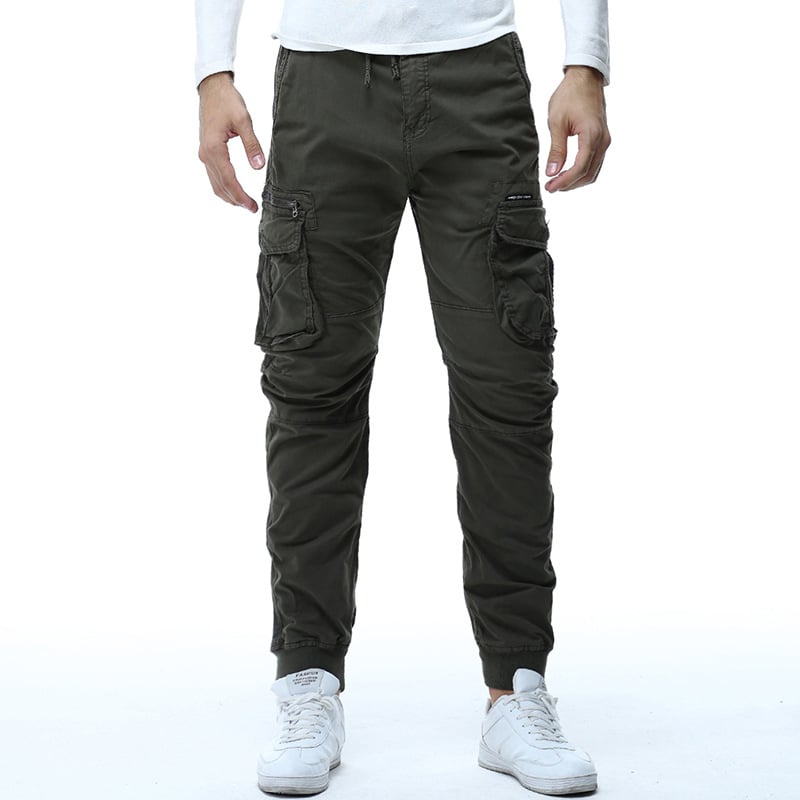 Pantalons cargo décontractés à taille élastique et liens de serrage