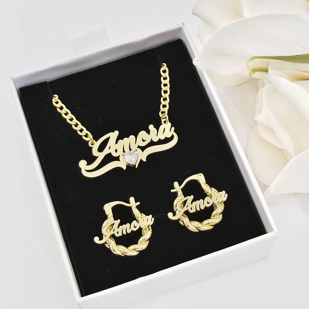 Personalized DIY Name Necklace with Heart Birthstone Creole-boutique