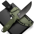 ODENWOLF W-FLAT Full Tang Survival Knife with Sheath - Stylish Tactical Fixed Blade Knife - Made of D2 Steel - Bushcraft and Camping Knife Survival - Perfect EDC Hunting Knife with TPE Handle Creole-boutique