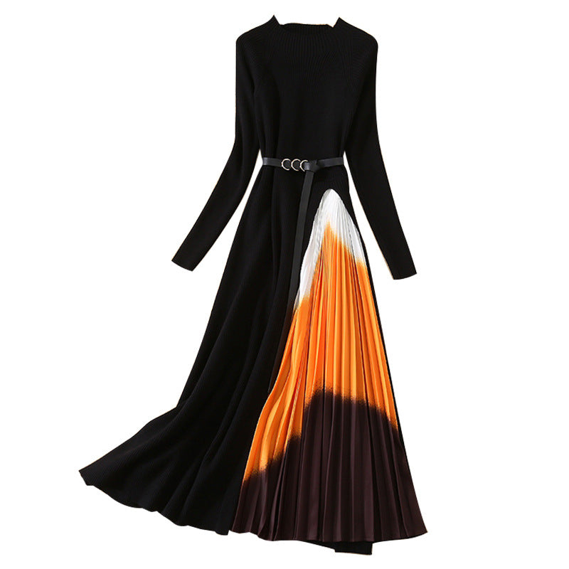 Elegant Long-Sleeve Knit Ankle-Length Dress (2020)