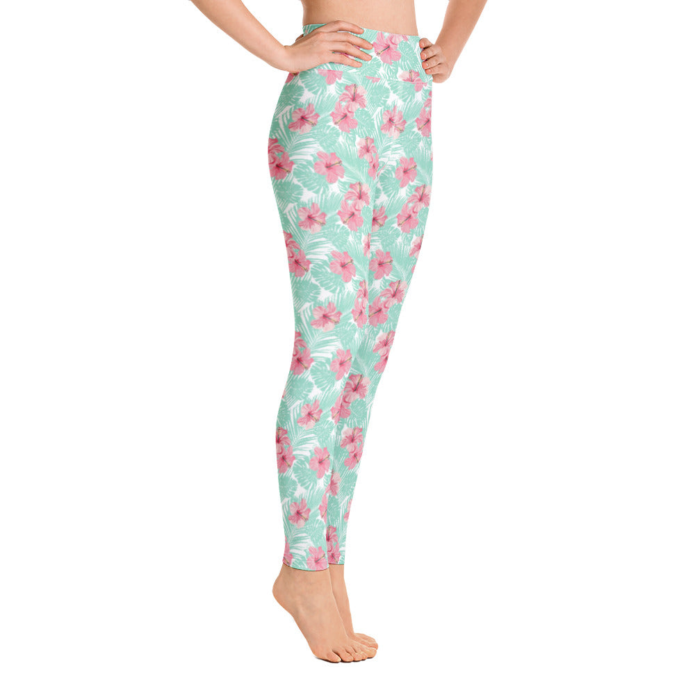 Collants de yoga à fleurs d'île tropicale pour femme