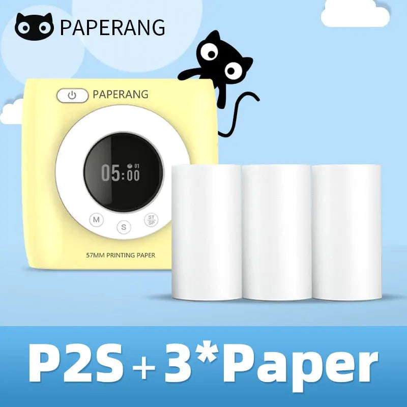 PAPERANG P2S 300dpi BT Pocket Printer Wireless Thermal Printer Portable Photo Label Clock Function Sticker Thermal Paper Roll Creole-boutique