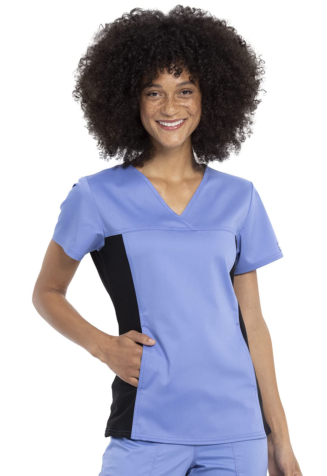 Scrubs for Women Workwear Revolution V-Neck with Knit Sides Soft Stretch WW2875 M Ceil Blue