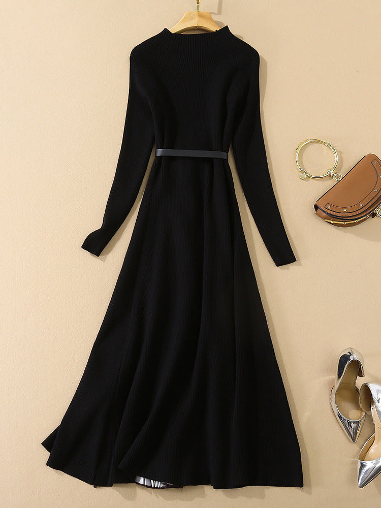 Elegant Long-Sleeve Knit Ankle-Length Dress (2020)