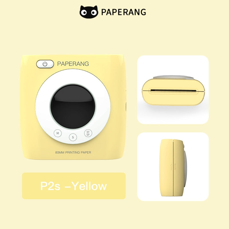 PAPERANG P2S 300dpi BT Pocket Printer Wireless Thermal Printer Portable Photo Label Clock Function Sticker Thermal Paper Roll Creole-boutique