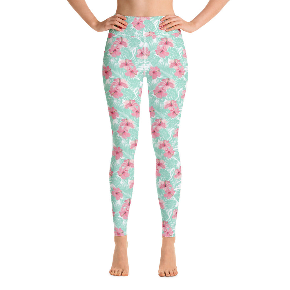 Collants de yoga à fleurs d'île tropicale pour femme