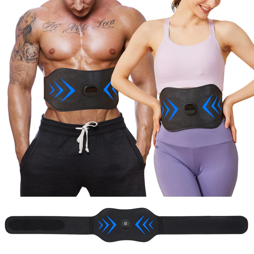 ABS Stimulator EMS Muscle Stimulator Ab Machine Fitness Workout Equipment for Women and Men Portable Muscle Toner for Abdomen Black blue Creole-boutique